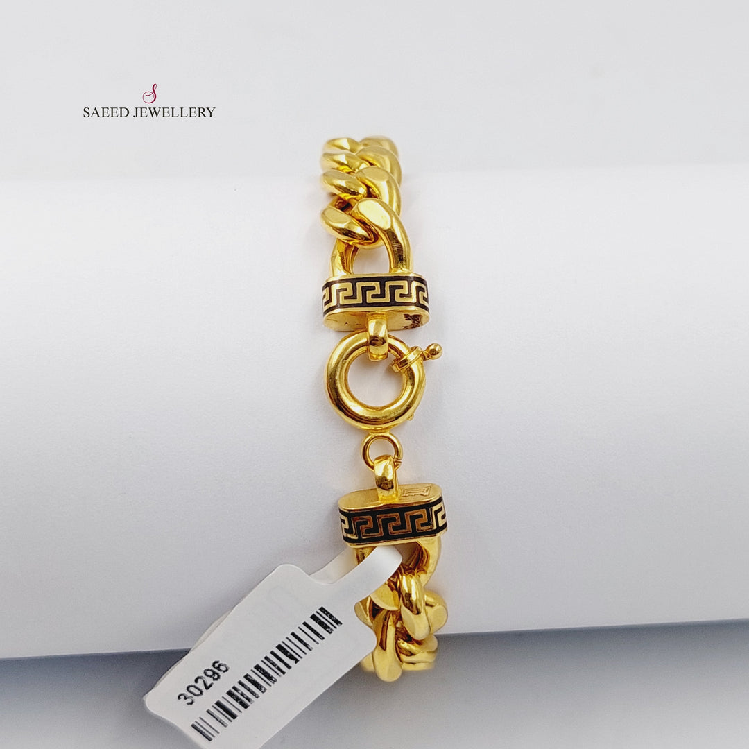Enameled Cuban Links Bracelet  Made Of 21K Yellow Gold by Saeed Jewelry-30296