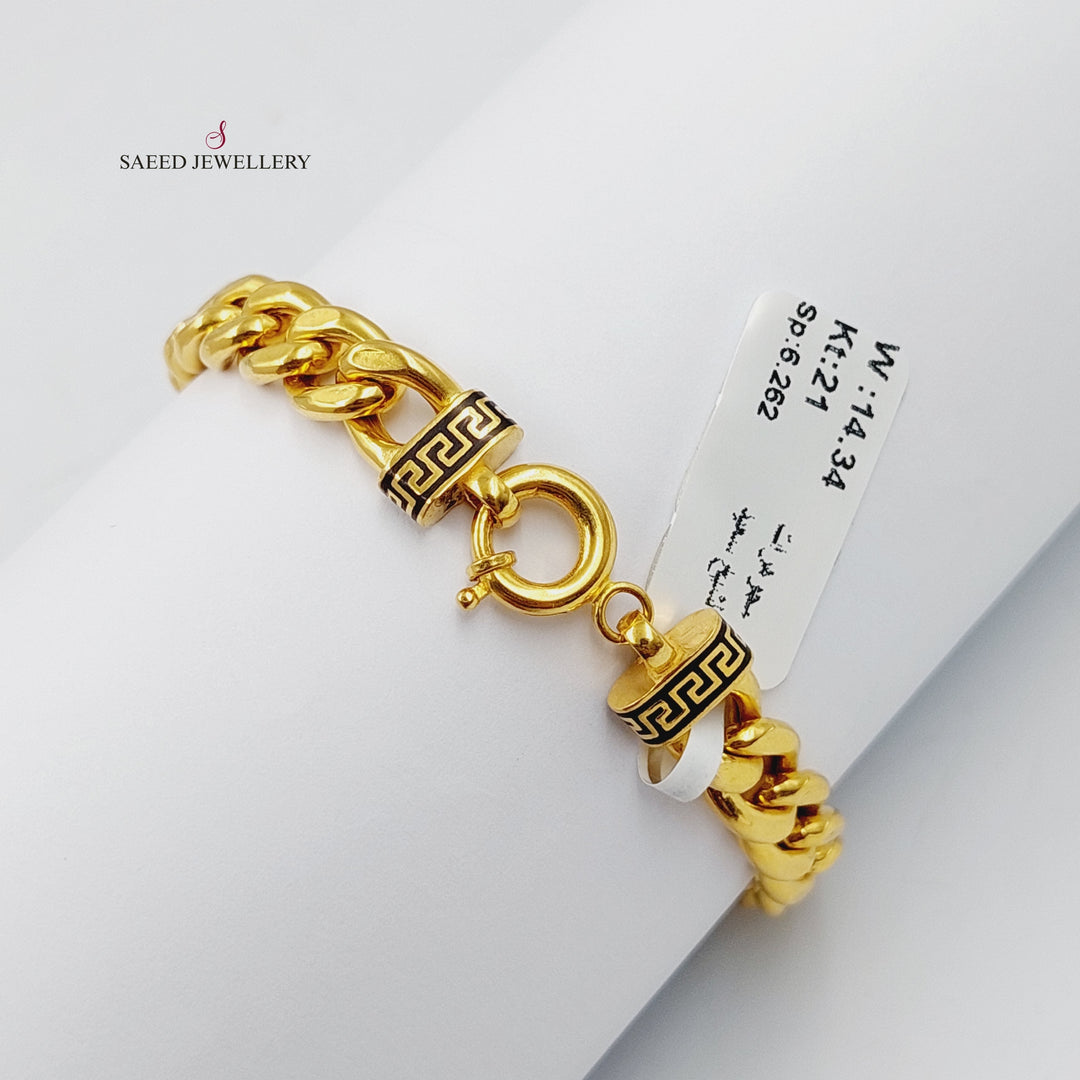 Enameled Cuban Links Bracelet  Made Of 21K Yellow Gold by Saeed Jewelry-30299