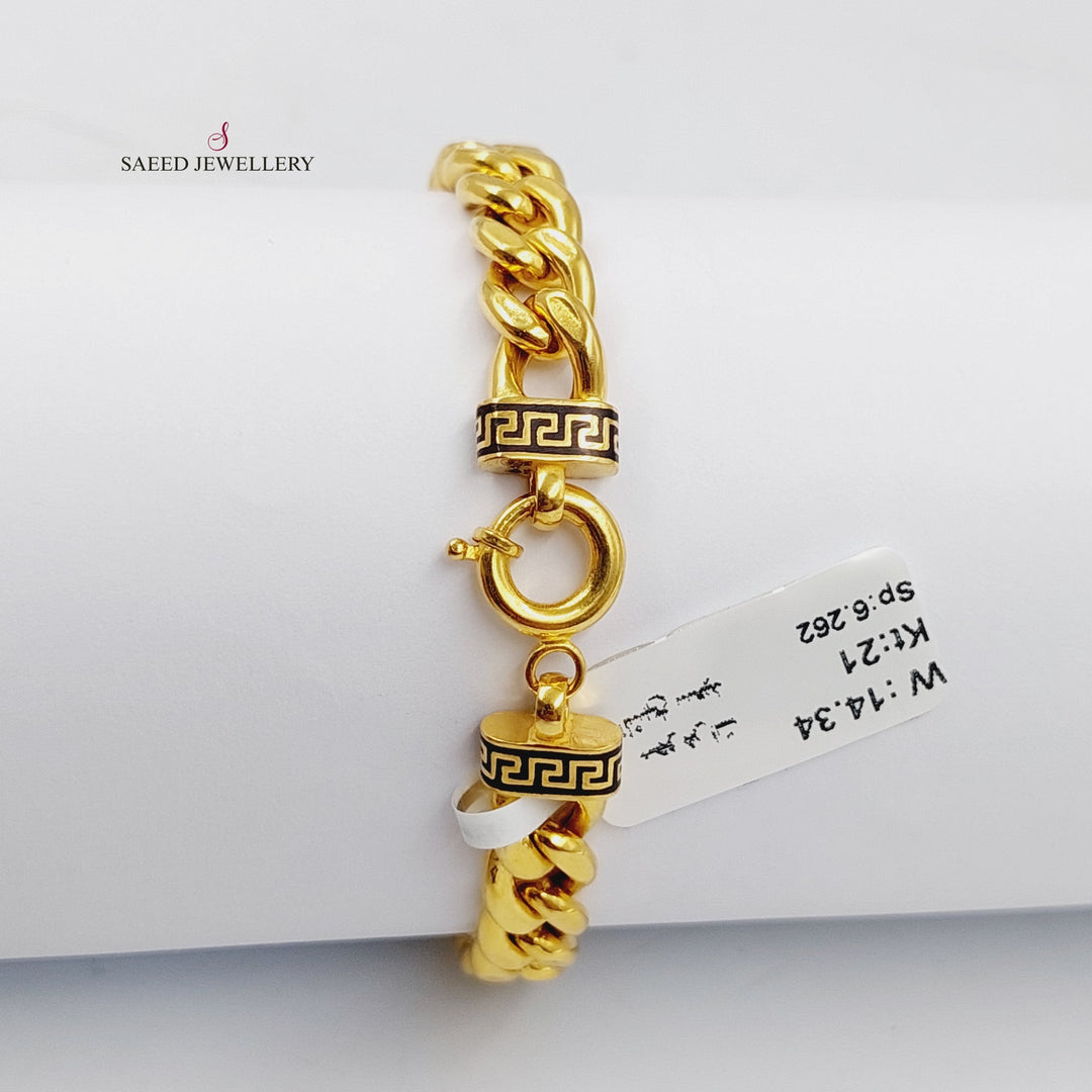 Enameled Cuban Links Bracelet  Made Of 21K Yellow Gold by Saeed Jewelry-30299