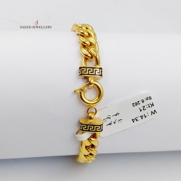 Enameled Cuban Links Bracelet  Made Of 21K Yellow Gold by Saeed Jewelry-30299