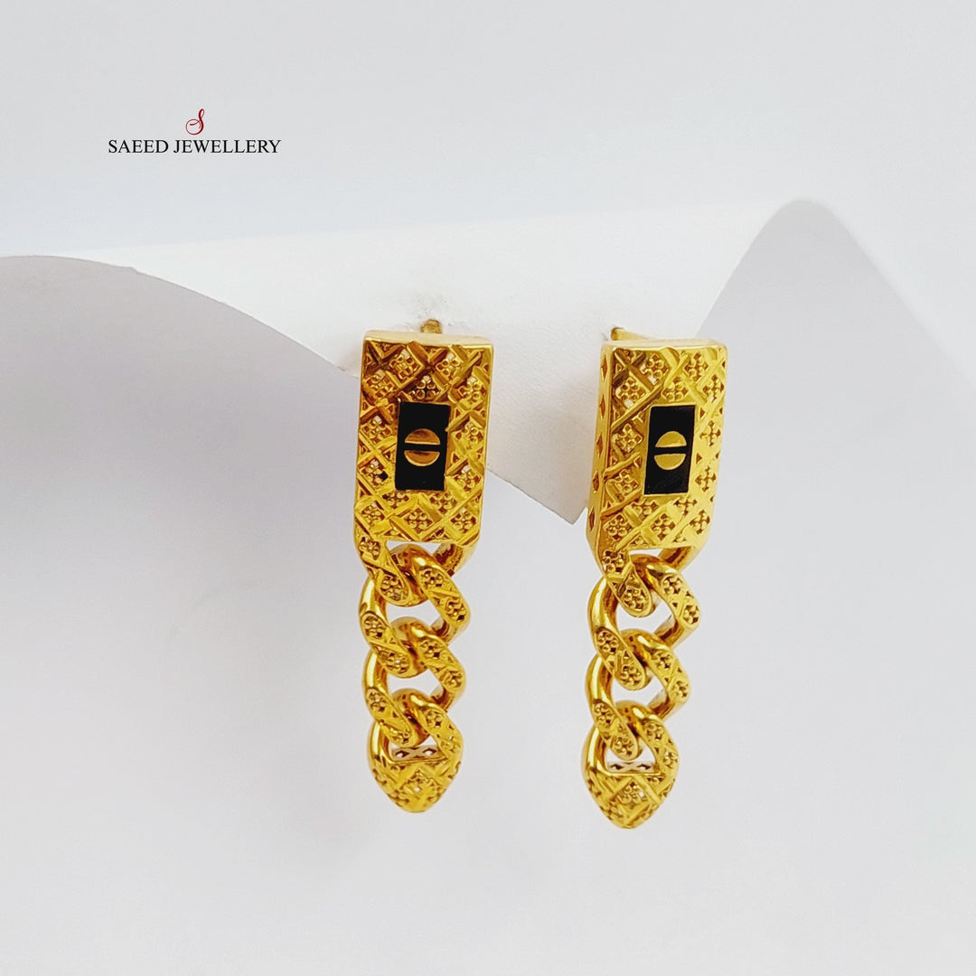 21K Gold Enameled Cuban Links Earrings by Saeed Jewelry - Image 9