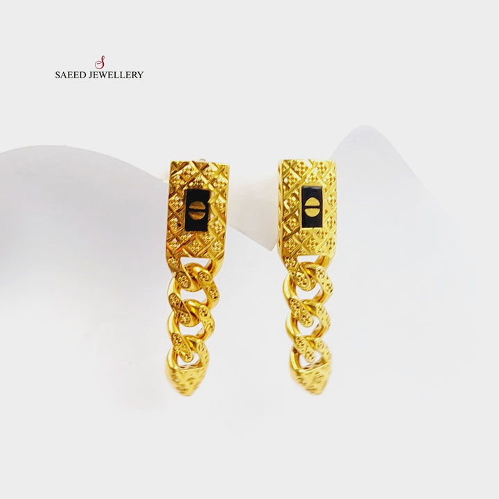 21K Gold Enameled Cuban Links Earrings by Saeed Jewelry - Image 11