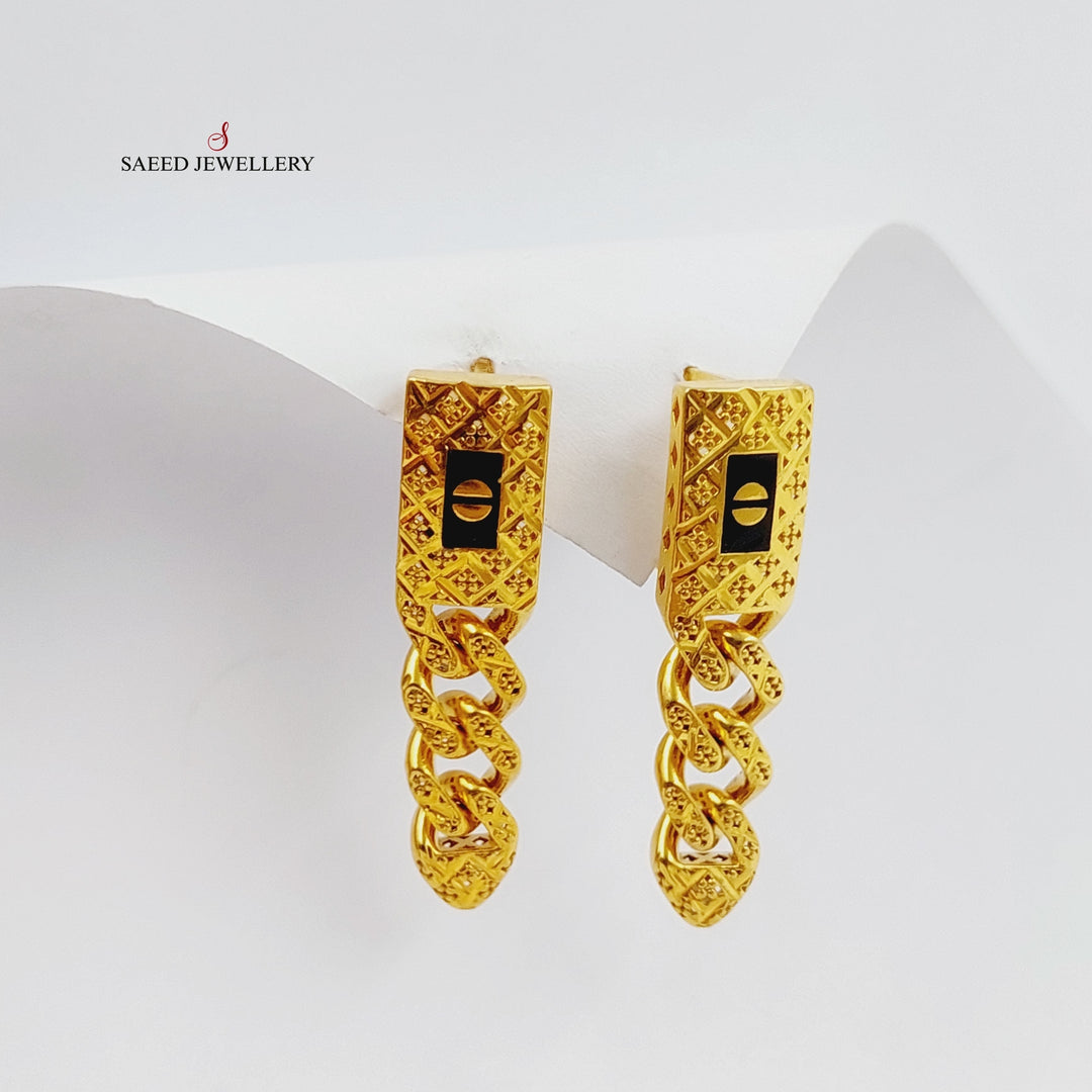 21K Gold Enameled Cuban Links Earrings by Saeed Jewelry - Image 1