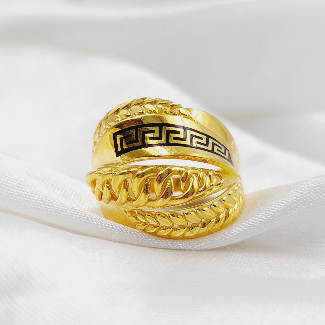 21K Gold Enameled Cuban Links Ring by Saeed Jewelry - Image 3