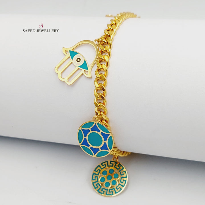 Enameled Dandash Bracelet  Made of 21K Yellow Gold by Saeed Jewelry-30838