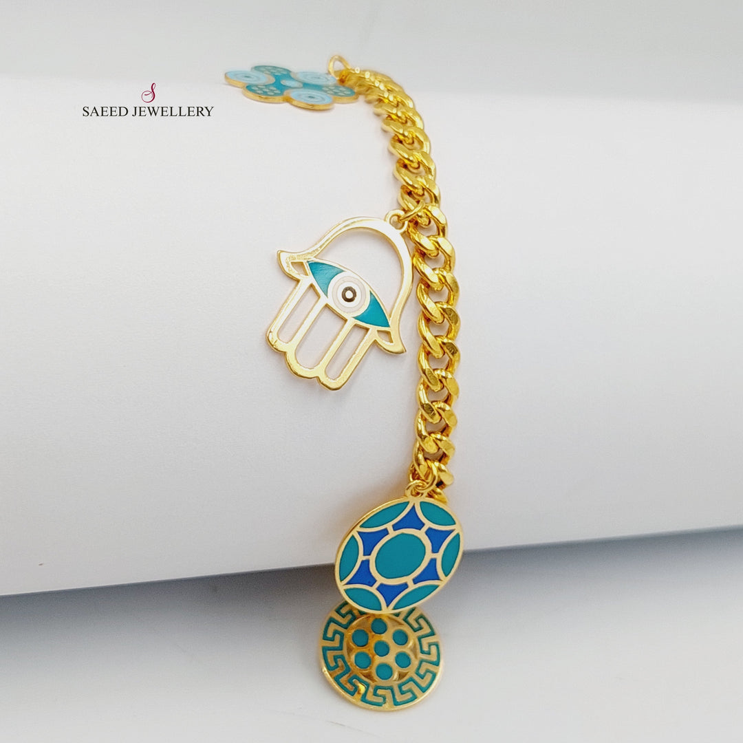Enameled Dandash Bracelet  Made of 21K Yellow Gold by Saeed Jewelry-30838