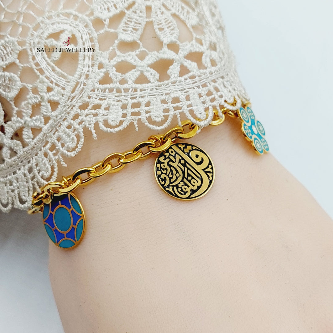 Enameled Dandash Bracelet  Made of 21K Yellow Gold by Saeed Jewelry-30839