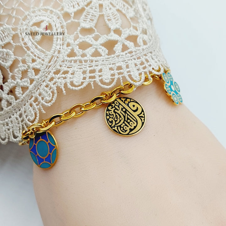 Enameled Dandash Bracelet  Made of 21K Yellow Gold by Saeed Jewelry-30839