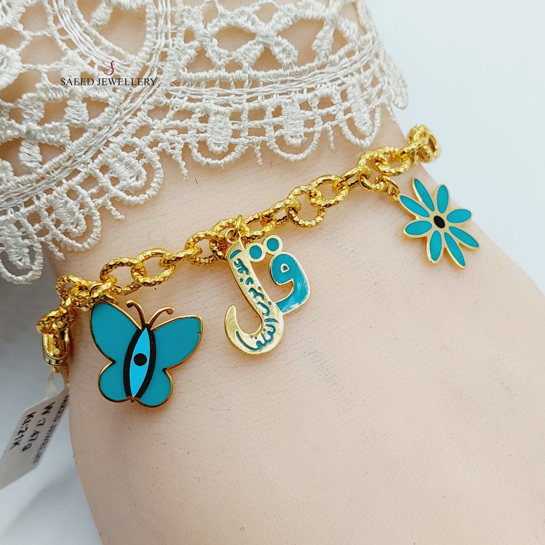 Enameled Dandash Bracelet  Made of 21K Yellow Gold by Saeed Jewelry-30841