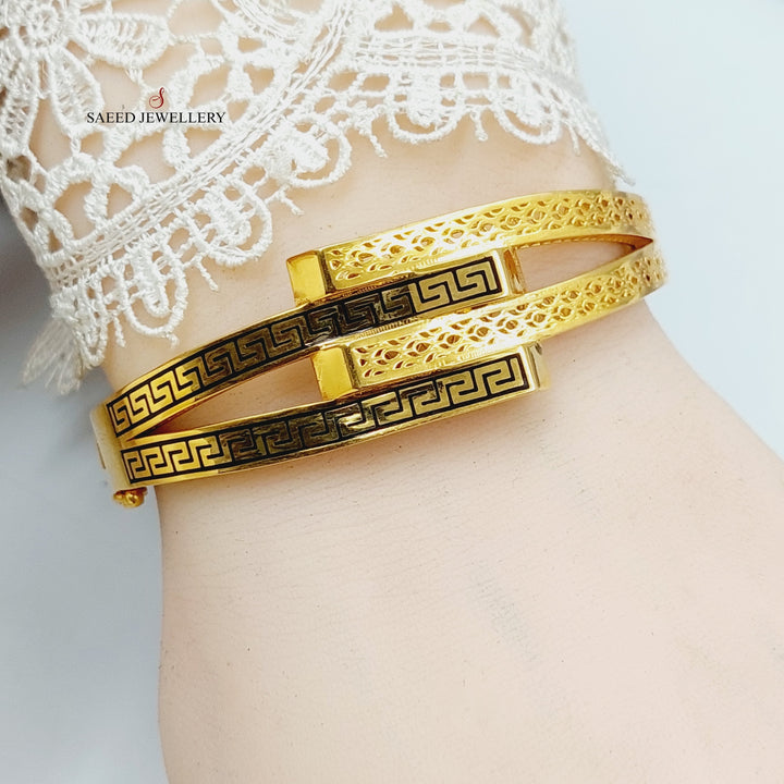 21K Gold Enameled Deluxe Bangle Bracelet by Saeed Jewelry - Image 7