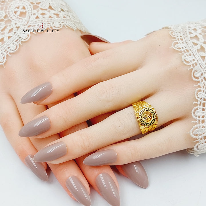Enameled Deluxe Ring  Made Of 21K Yellow Gold by Saeed Jewelry-28919