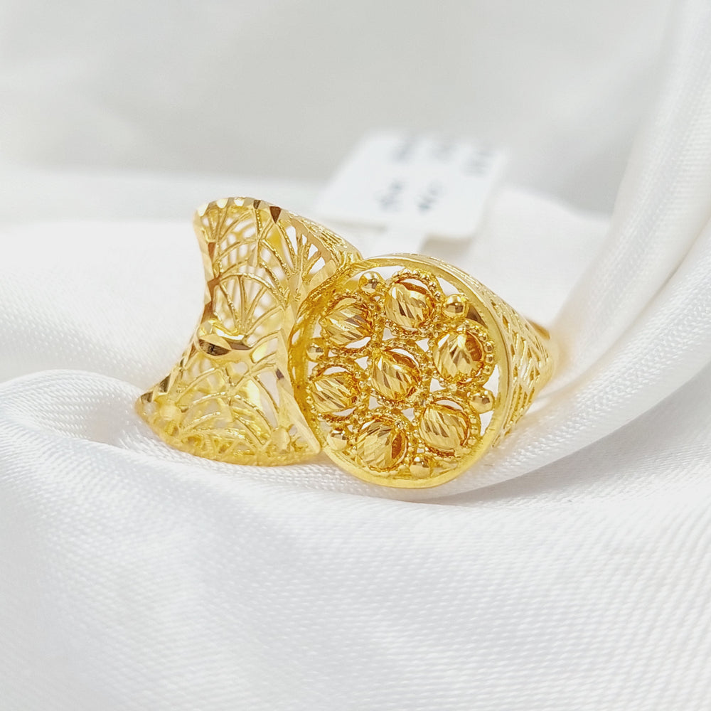 Enameled Engraved Ring Made Of 21K Yellow Gold by Saeed Jewelry-28496