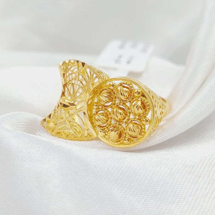 21K Gold Enameled Engraved Ring by Saeed Jewelry - Image 1