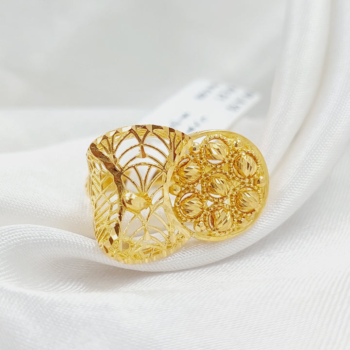 Enameled Engraved Ring Made Of 21K Yellow Gold by Saeed Jewelry-28496