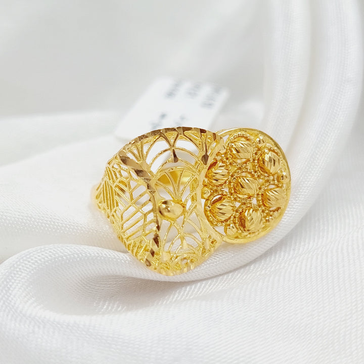 Enameled Engraved Ring Made Of 21K Yellow Gold by Saeed Jewelry-28496
