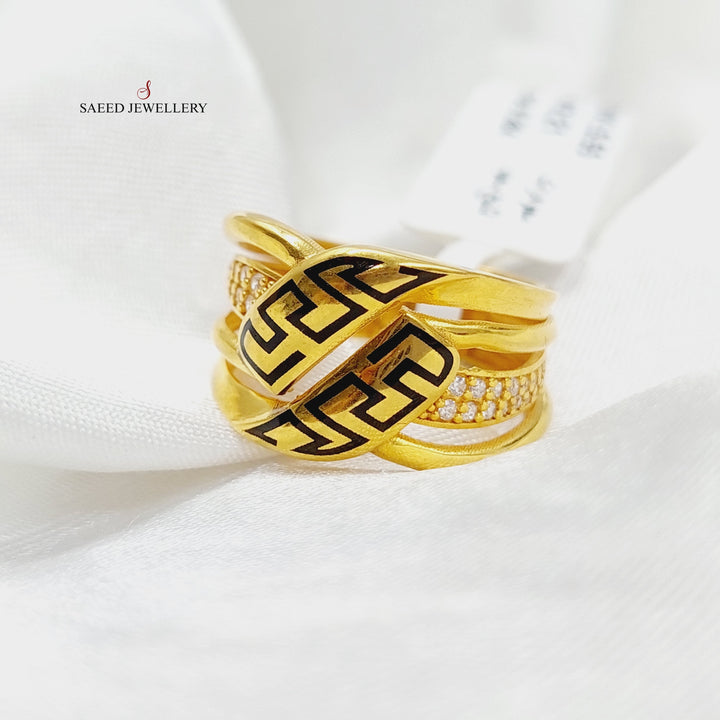 21K Gold Enameled Figaro Ring by Saeed Jewelry - Image 2