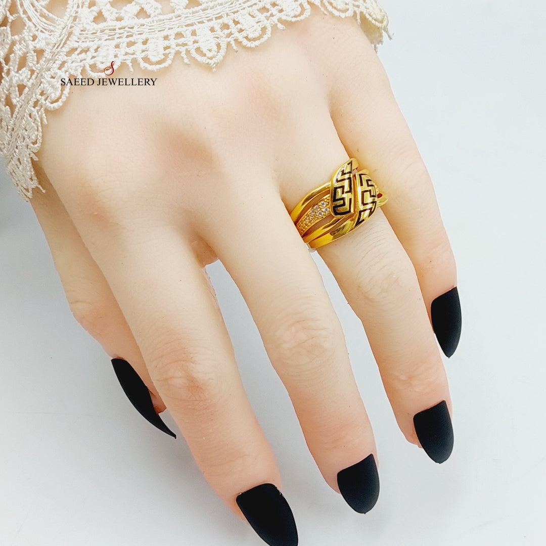 21K Gold Enameled Figaro Ring by Saeed Jewelry - Image 5