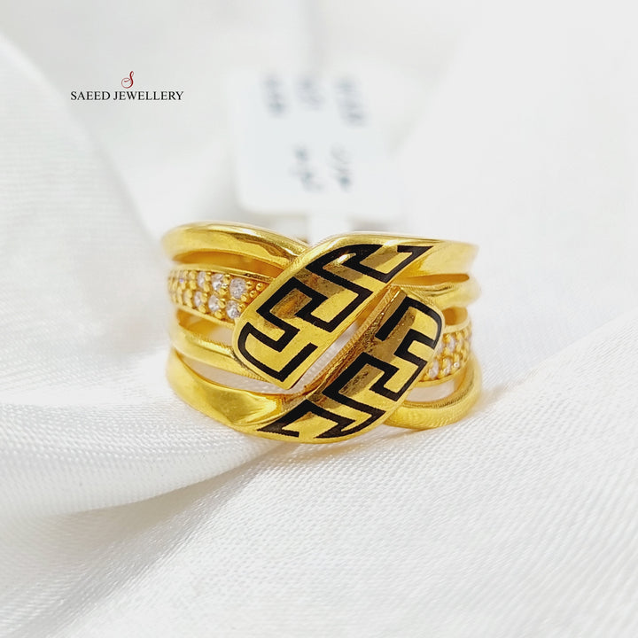 21K Gold Enameled Figaro Ring by Saeed Jewelry - Image 1