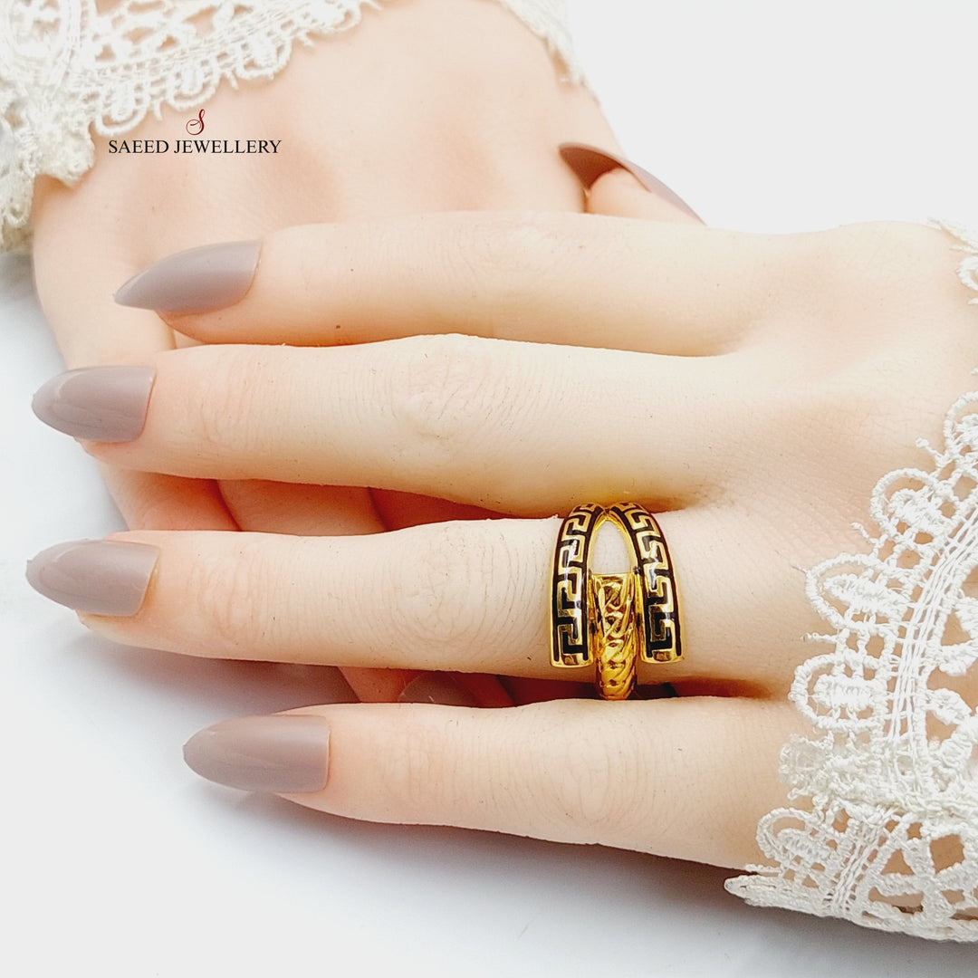 Enameled Hexa Ring  Made Of 21K Yellow Gold by Saeed Jewelry-29106