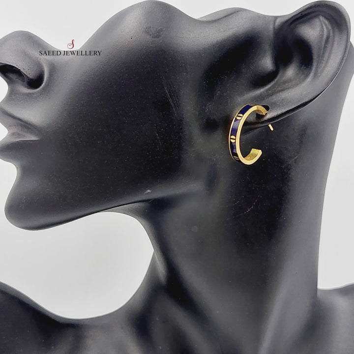 21K Gold Enameled Hoop Earrings by Saeed Jewelry - Image 2