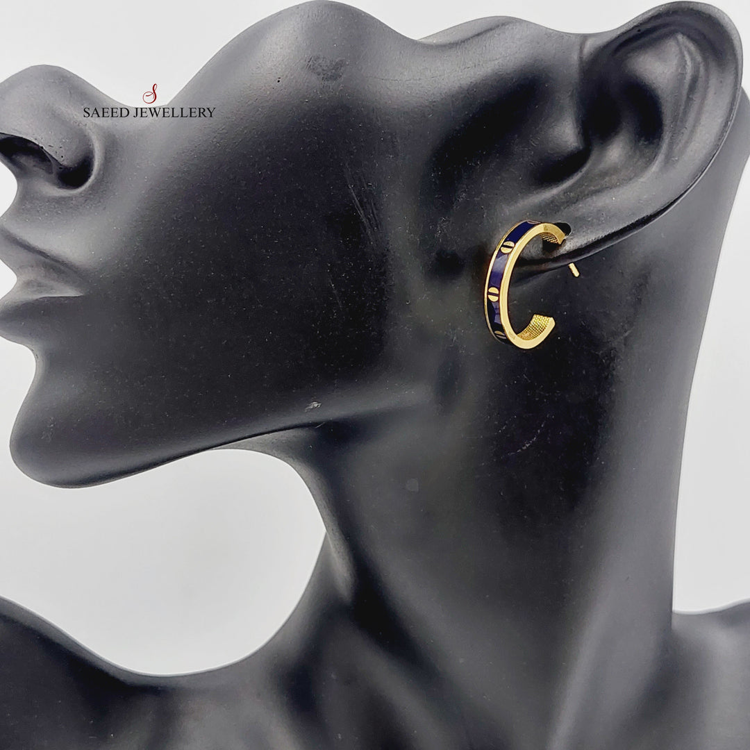 21K Gold Enameled Hoop Earrings by Saeed Jewelry - Image 3