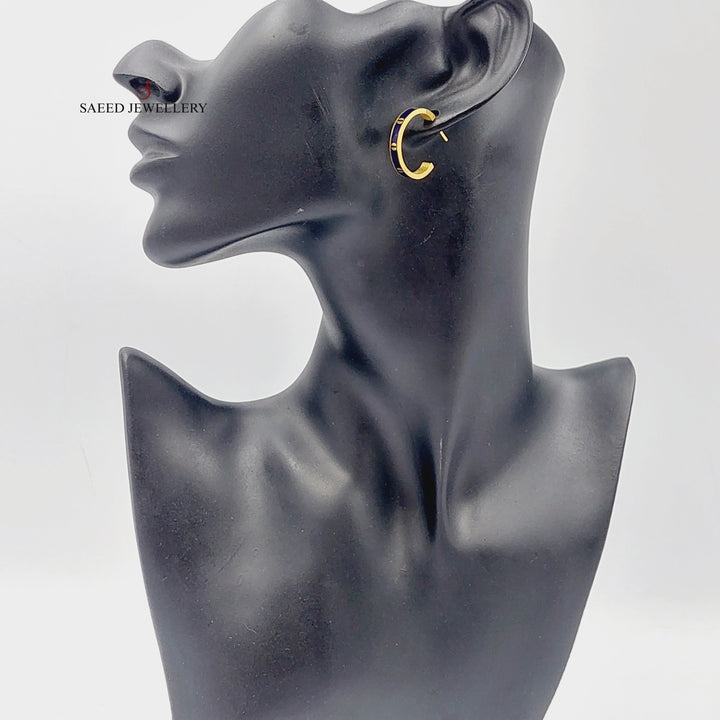 21K Gold Enameled Hoop Earrings by Saeed Jewelry - Image 4