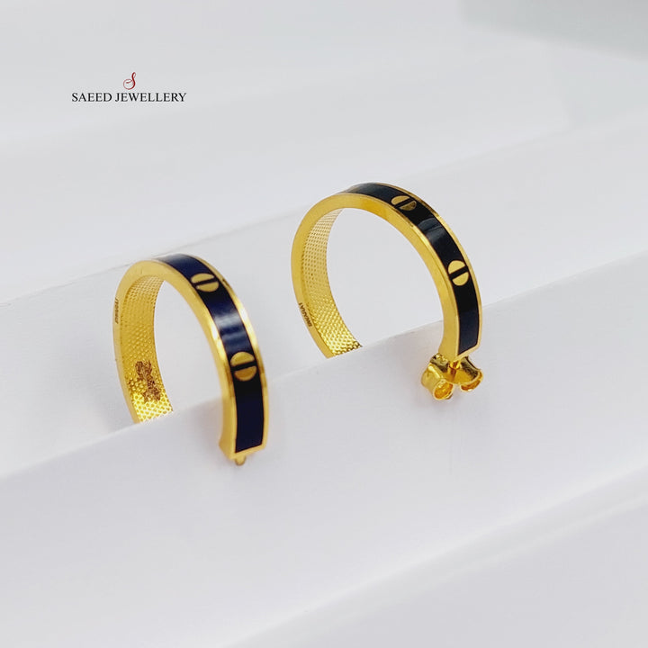 21K Gold Enameled Hoop Earrings by Saeed Jewelry - Image 9