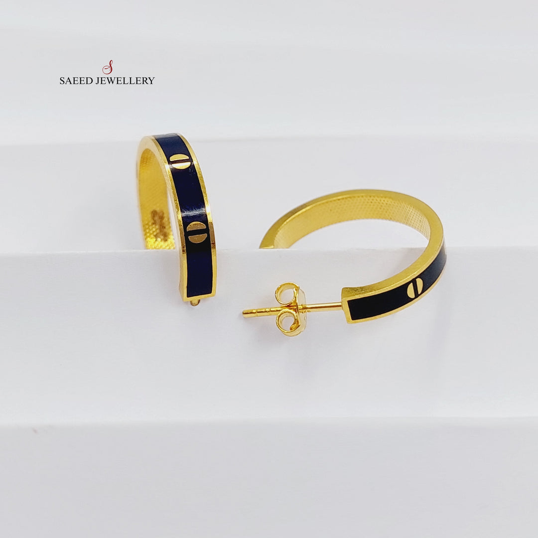 21K Gold Enameled Hoop Earrings by Saeed Jewelry - Image 1