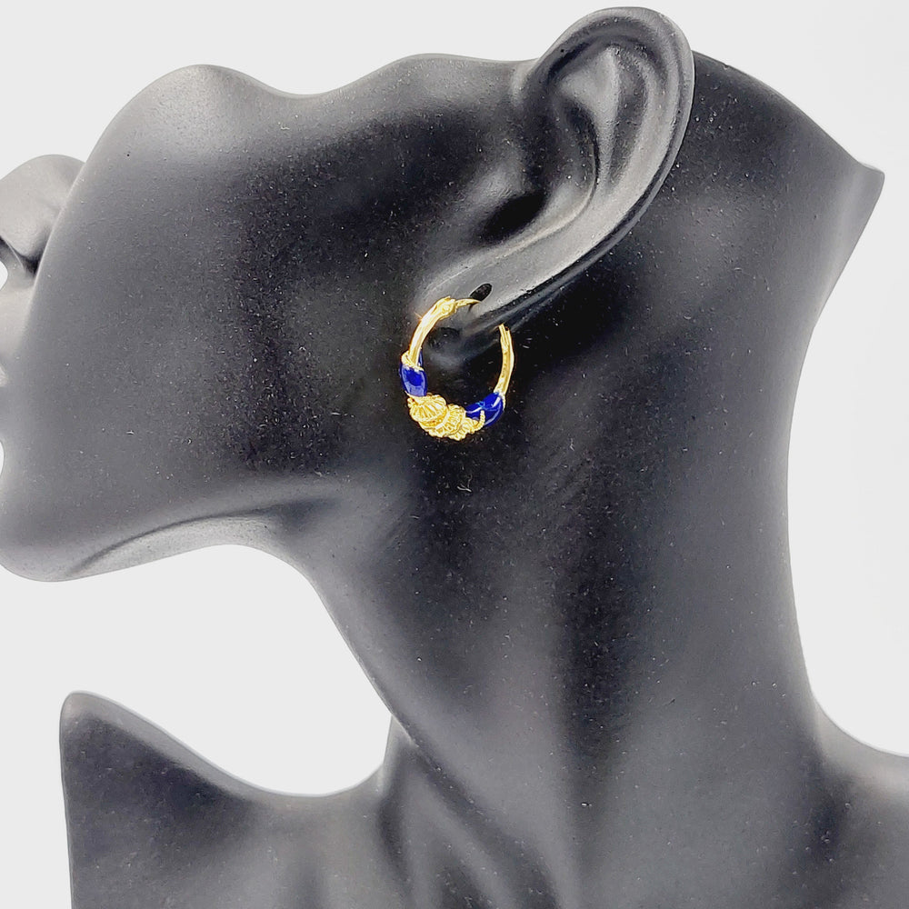 Enameled Hoop Earrings  Made of 21K Yellow Gold by Saeed Jewelry-31153