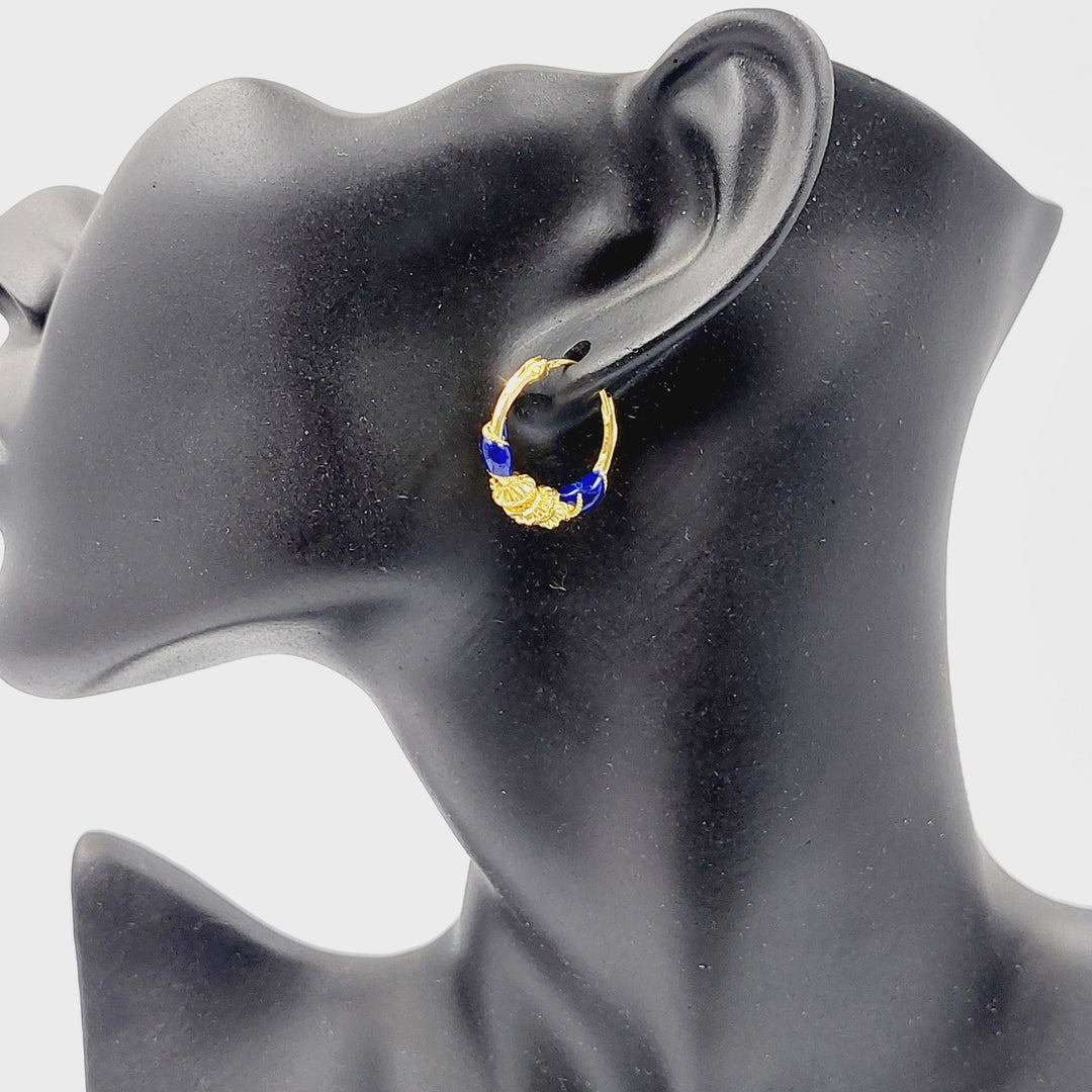 Enameled Hoop Earrings  Made of 21K Yellow Gold by Saeed Jewelry-31153