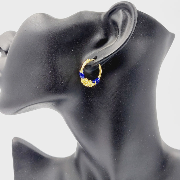 Enameled Hoop Earrings  Made of 21K Yellow Gold by Saeed Jewelry-31153