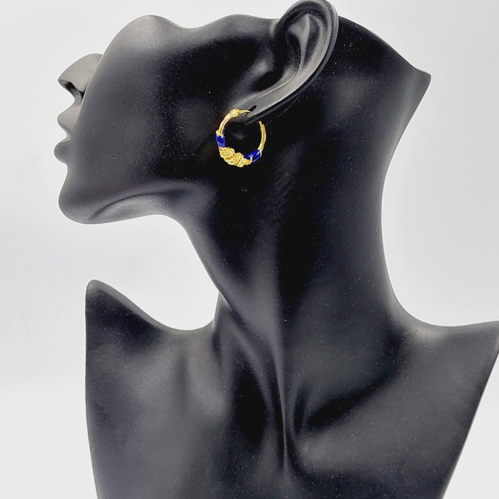 21K Gold Enameled Hoop Earrings by Saeed Jewelry - Image 3