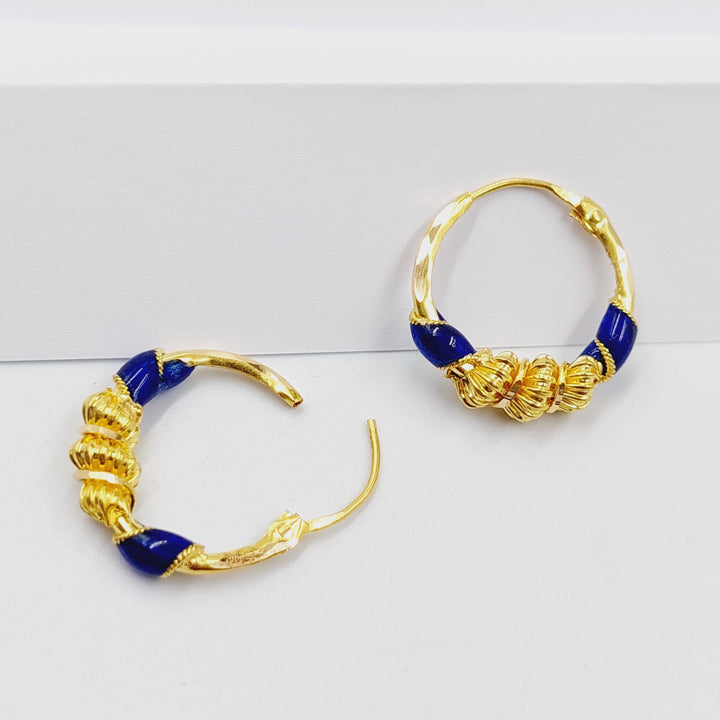 Enameled Hoop Earrings  Made of 21K Yellow Gold by Saeed Jewelry-31153