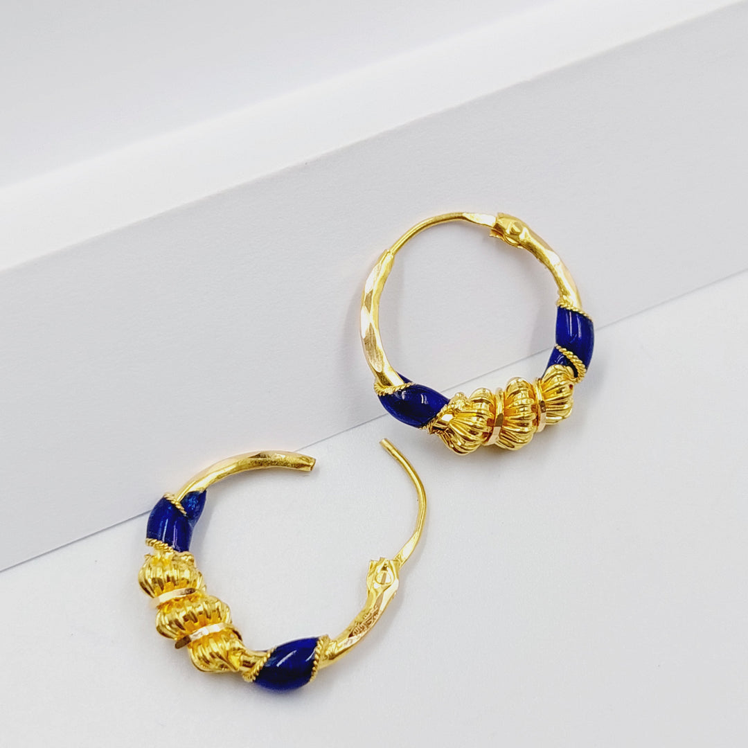 Enameled Hoop Earrings  Made of 21K Yellow Gold by Saeed Jewelry-31153