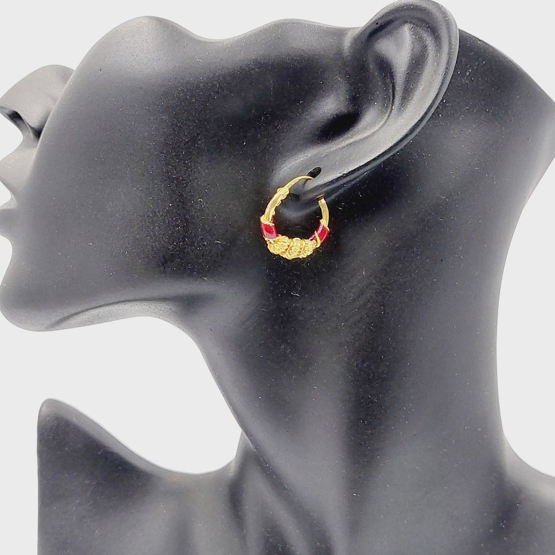 21K Gold Enameled Hoop Earrings by Saeed Jewelry - Image 3