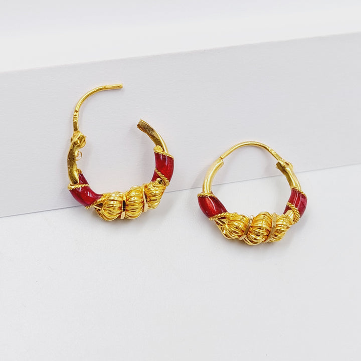 21K Gold Enameled Hoop Earrings by Saeed Jewelry - Image 4
