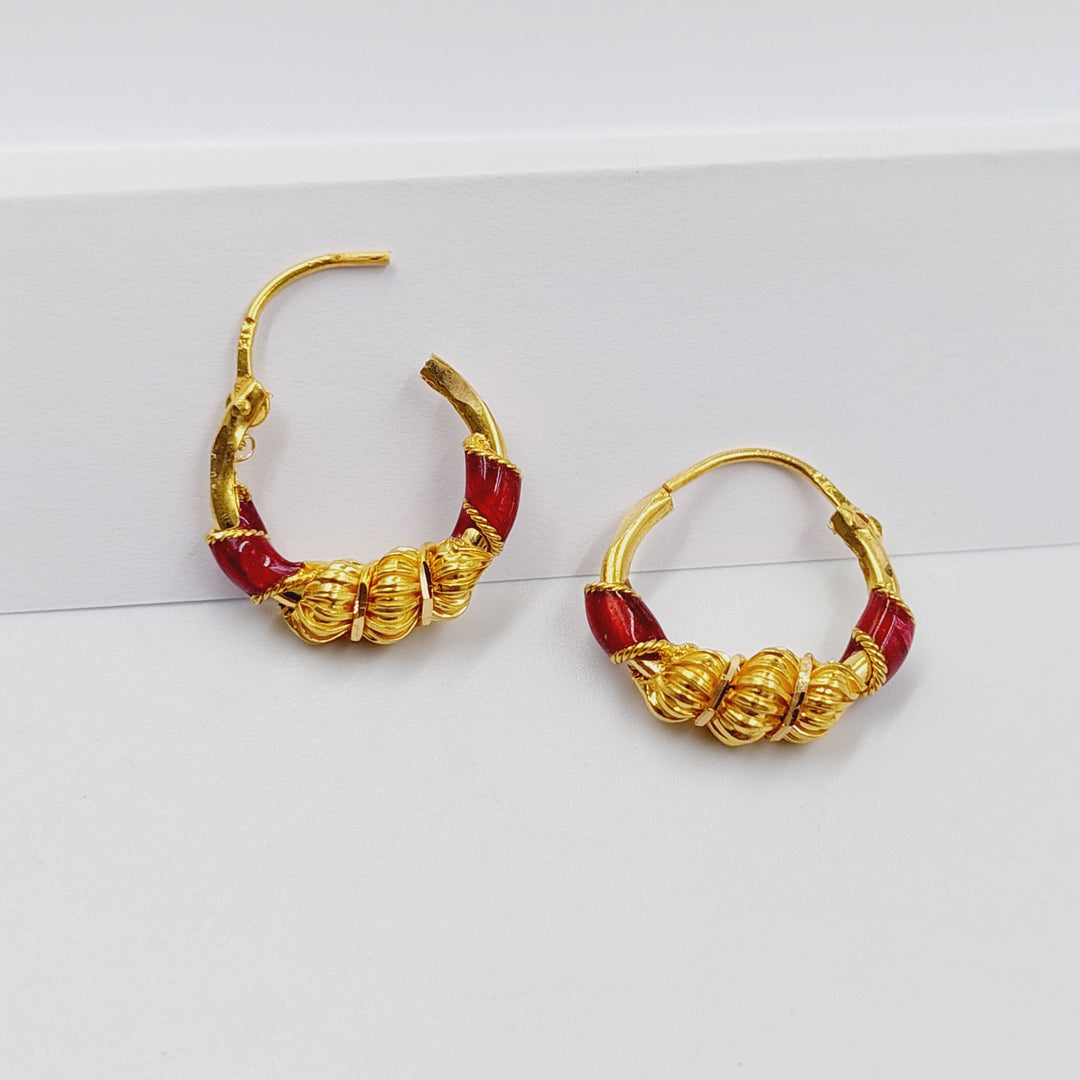 21K Gold Enameled Hoop Earrings by Saeed Jewelry - Image 1