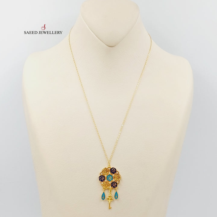 21K Gold Enameled Islamic Necklace by Saeed Jewelry - Image 8