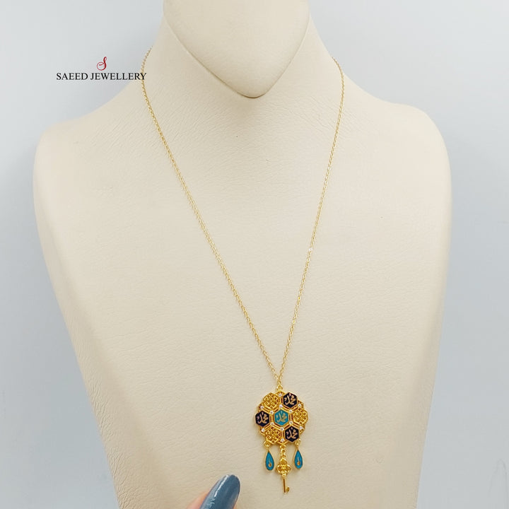 21K Gold Enameled Islamic Necklace by Saeed Jewelry - Image 6