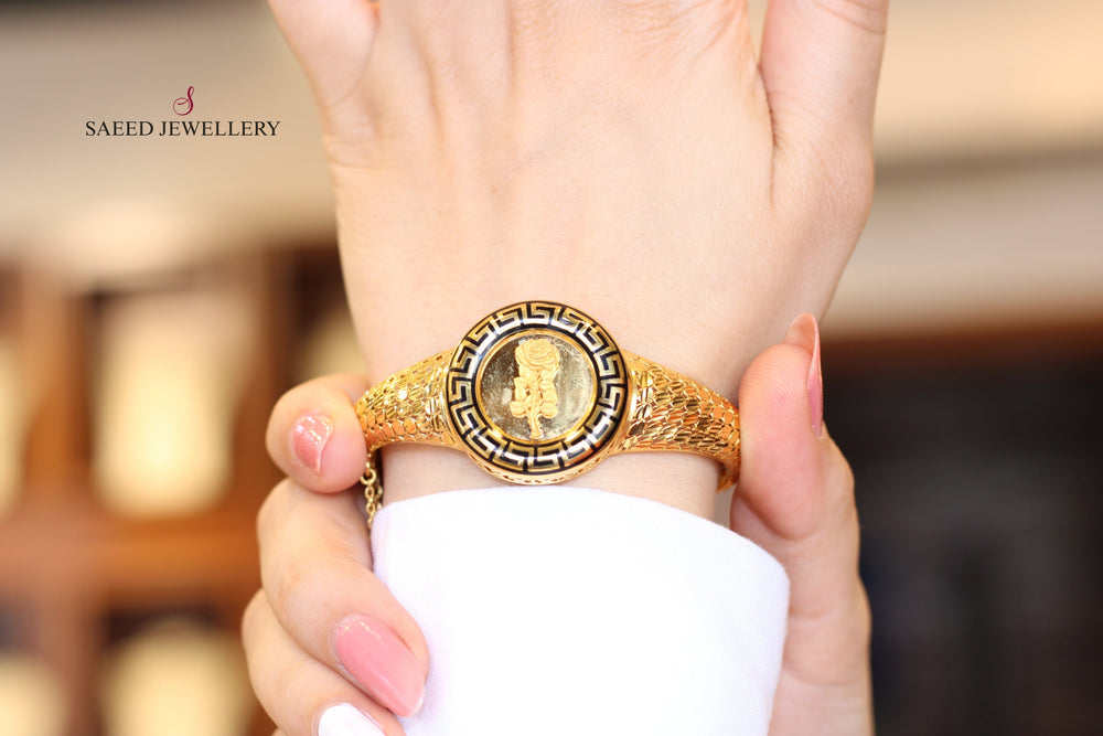 21K Gold Enameled Ounce Bangle Bracelet by Saeed Jewelry - Image 2