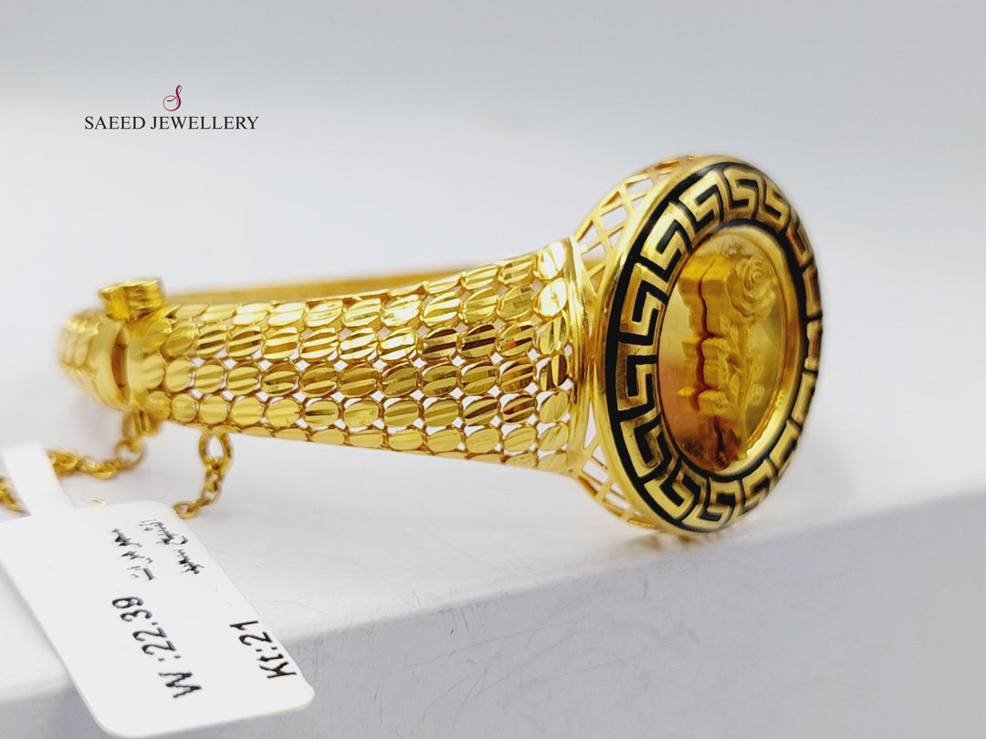 21K Gold Enameled Ounce Bangle Bracelet by Saeed Jewelry - Image 4
