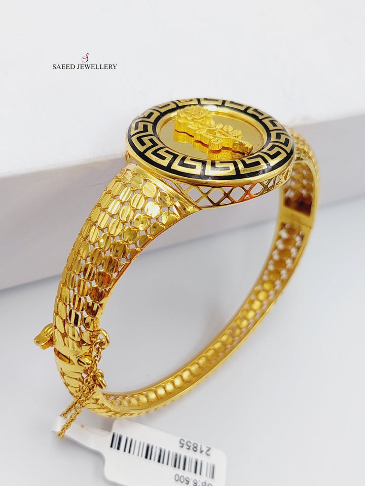 21K Gold Enameled Ounce Bangle Bracelet by Saeed Jewelry - Image 5
