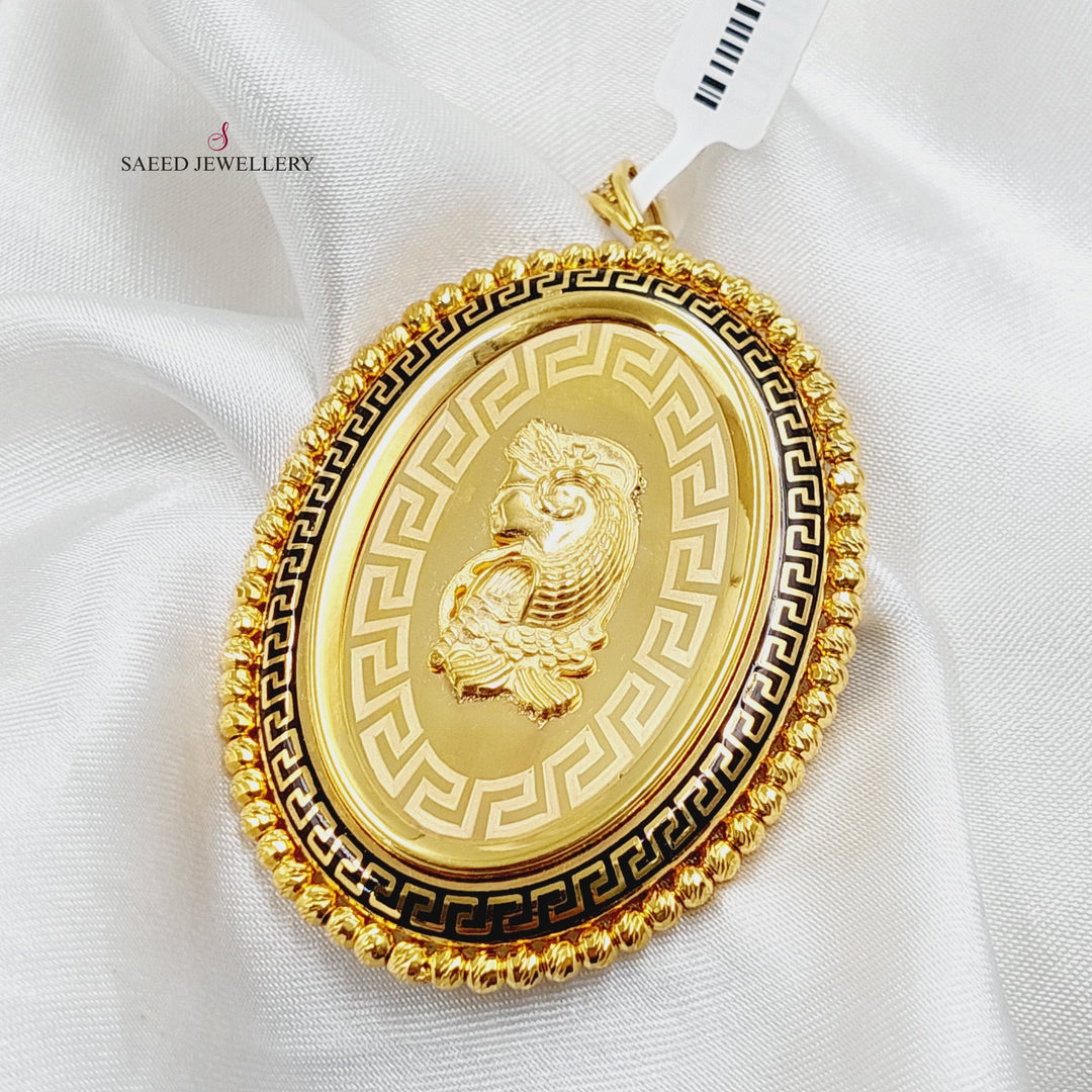 21K Gold Enameled Ounce Pendant by Saeed Jewelry - Image 3