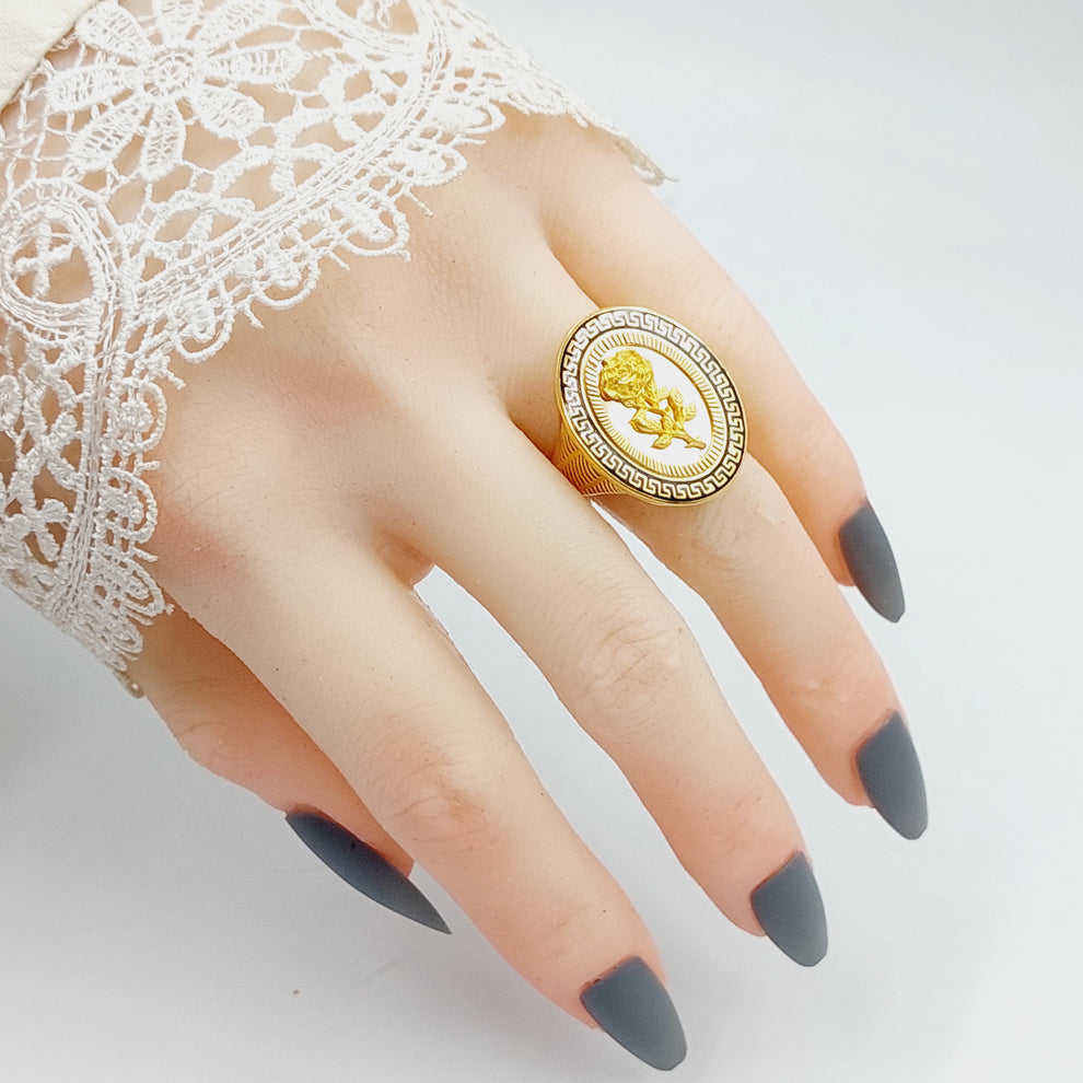 21K Gold Enameled Ounce Ring by Saeed Jewelry - Image 2