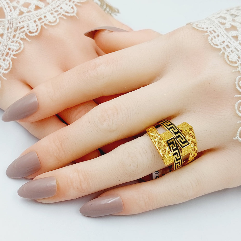 21K Gold Enameled Ounce Ring by Saeed Jewelry - Image 2