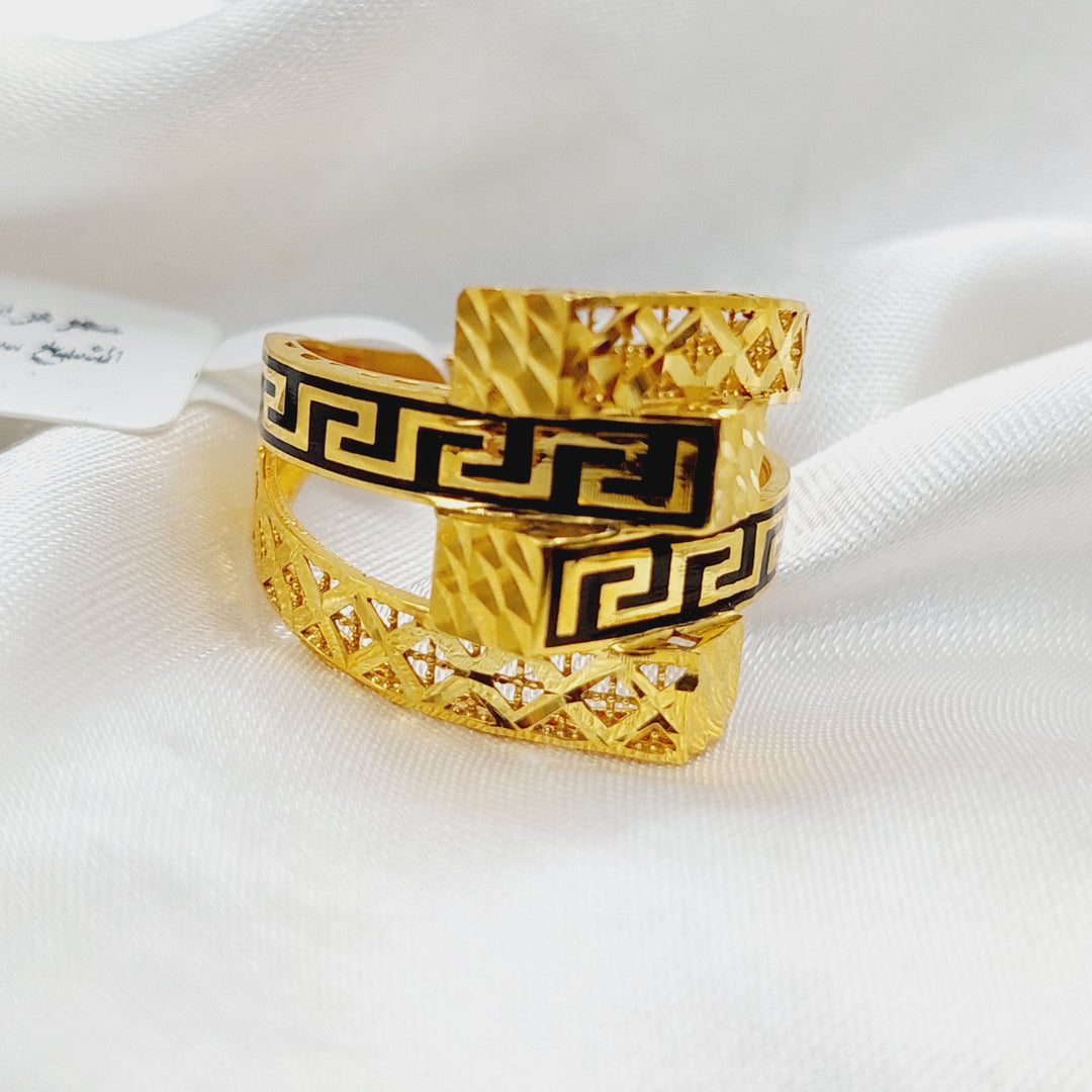 21K Gold Enameled Ounce Ring by Saeed Jewelry - Image 4