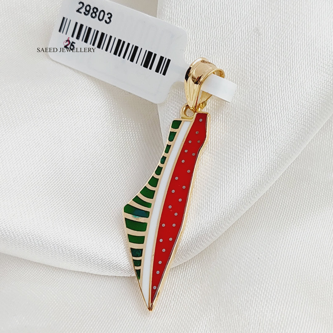 18K Gold Enameled Palestine Pendant by Saeed Jewelry - Image 3