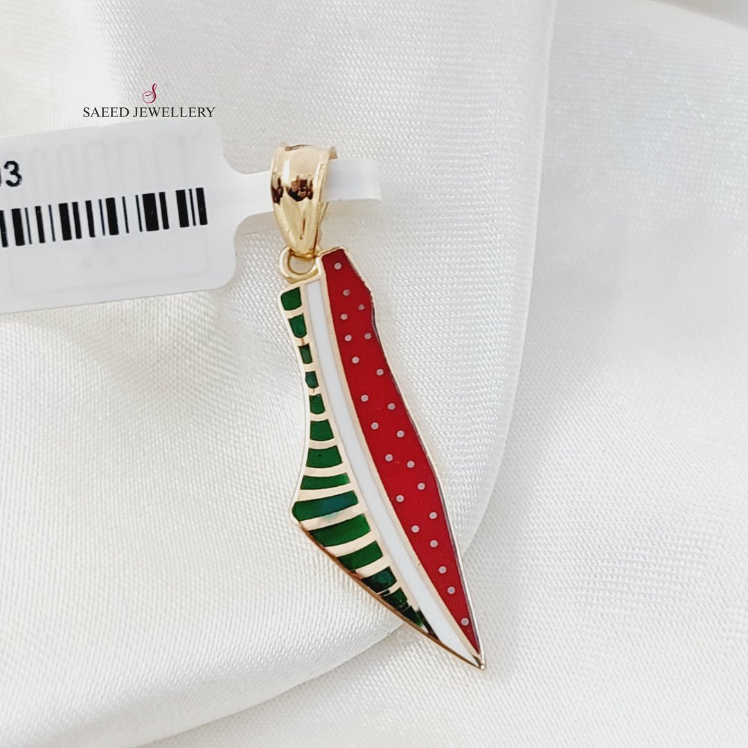 Enameled Palestine Pendant  Made Of 18K Yellow Gold by Saeed Jewelry-29803