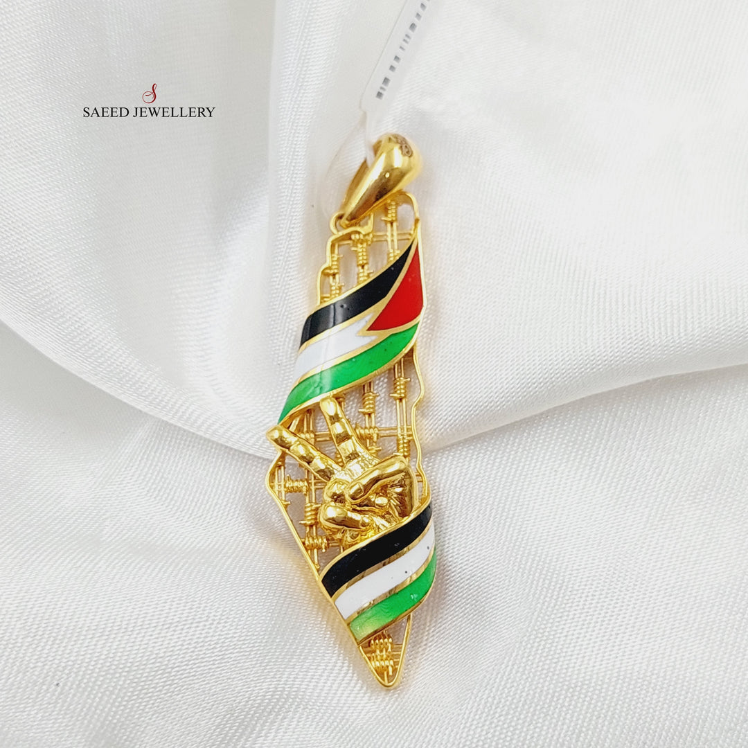 21K Gold Enameled Palestine Pendant by Saeed Jewelry - Image 4