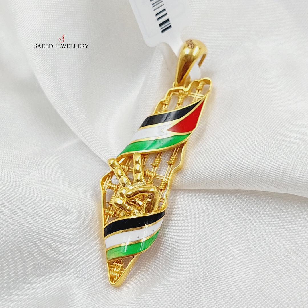 21K Gold Enameled Palestine Pendant by Saeed Jewelry - Image 2